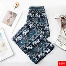 the SACRED ELEPHANT - Wide Leg High Waist Elephant Print Thin Straight Casual Bottoms Boho Pants