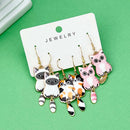 the CAT CLUB - 3 Pairs/Set Fashionable Enamel Cartoon Cute Cat Design Earrings, Jewelry Gifts for Women And Girls