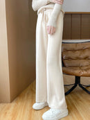 the CASUAL BOHO - Autumn/Winter Knitted High Waist Casual and Loose Straight Leg Pants