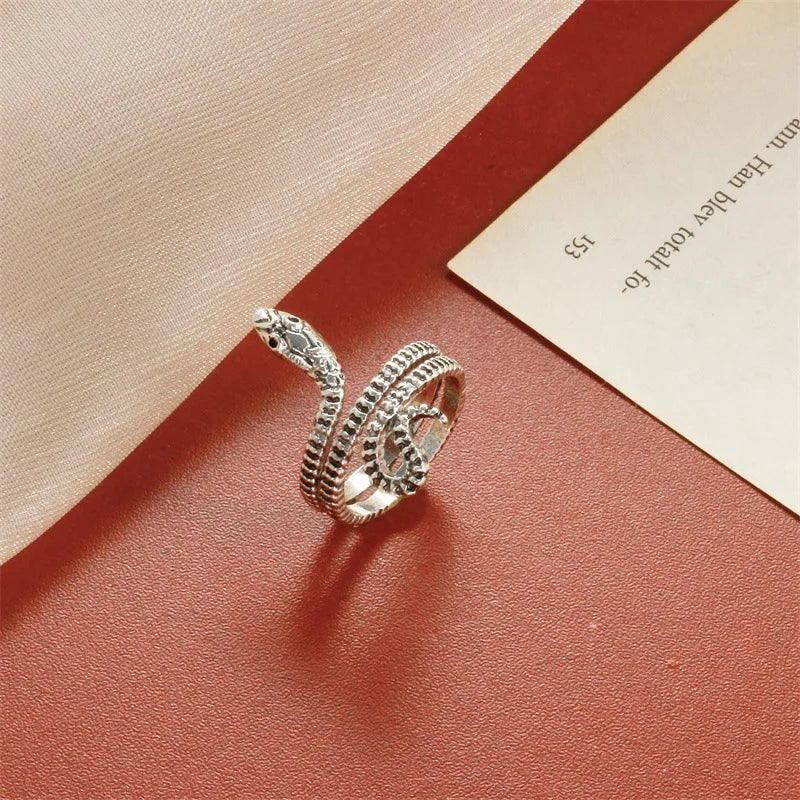 Fashion Sliver Color Cubic Zirconia Snake Ring for Women Open Adjustable CZ Finger Rings Party Wedding Statement Jewelry Bijoux