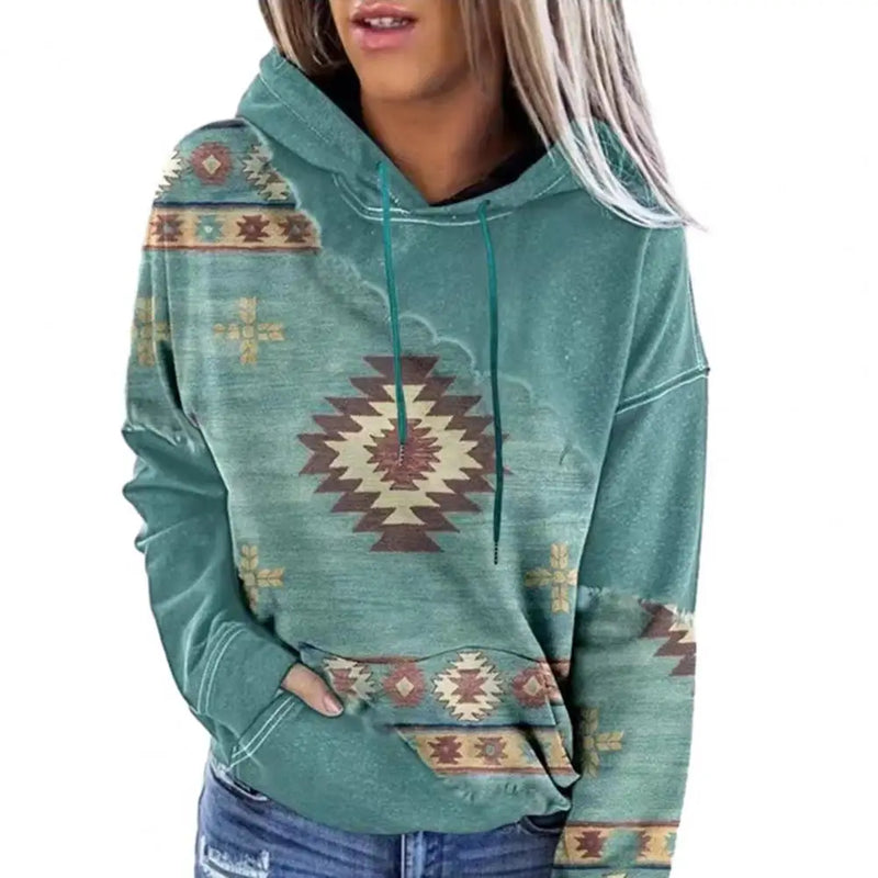 Women's Hoodie Sweatshirt Pullover Vintage Ethnic Neon Geometric Vintage Ethnic Street Casual Hoodie Long Sleeve Top