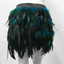 the PEACOCK BOHO - Fluffy Feather Burning Festival Elastic Waist Carnival Rave Mini Skirts
