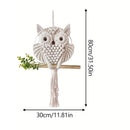 the MACRAME OWL - Owl Tapestry Hand-Woven Owl Dream Catcher Wall Hanging Macrame Mandala Tassel Boho Decor, DIY Apartment Dorm Room Home Decoration