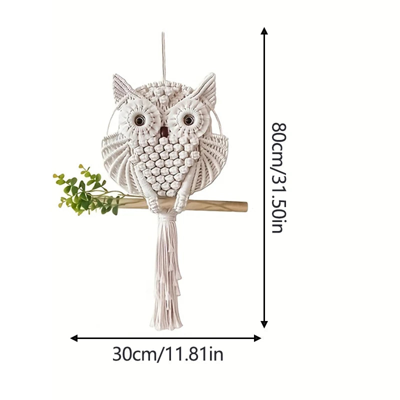 the MACRAME OWL - Owl Tapestry Hand-Woven Owl Dream Catcher Wall Hanging Macrame Mandala Tassel Boho Decor, DIY Apartment Dorm Room Home Decoration