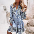 the PRETTY PAISLEY - Casual Floral Print Boho V-Neck Loose A-Line Elegant Beach Dress for Women