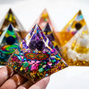 the GENERATOR - Natural Crystal Energy Generator Pyramid, Peridot Amethyst Reiki Healing Chakra Resin Pyramid, Egyptian Decor Room Decoration 1pc