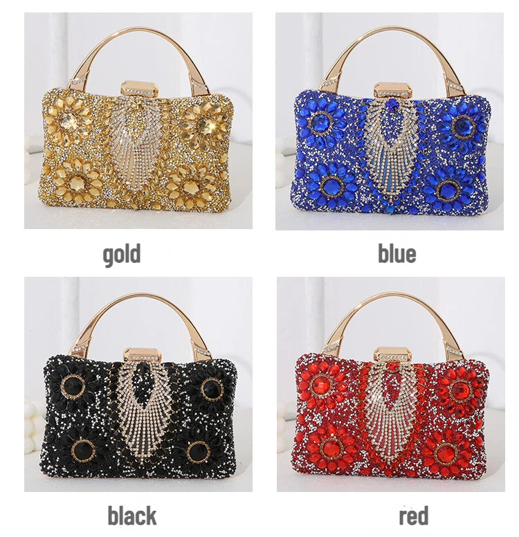 the TREASURE - Rhinestone Beaded Clutch Evening Bag, Women Wedding Party Purse, Evening Banquet Bag