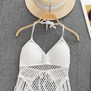 the BOHO CAMISOLE - Knitted Tassels Hollow Out Bohemian Style Sleeveless Sexy Corset Crop Tops Beach Tank Top Camisole