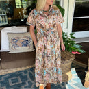 the QUAIL RUN -Retro Spring/Summer Loose Casual Bohemian Elegant Print Short Sleeve Shirt Dress