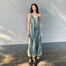the WHISPER - Women Tie Dye Suspender Loose Lazy Long Summer Seaside Vacation Dress