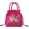 the SATCHEL - Retro Elegant Satin Silk Embroidery Totes for Women, Floral Drawstring Handbag, Woman Purse/Wallet Small Tote Bags