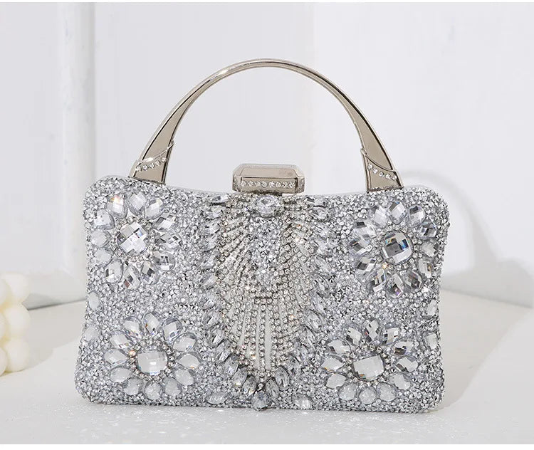 the TREASURE - Rhinestone Beaded Clutch Evening Bag, Women Wedding Party Purse, Evening Banquet Bag