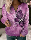 the FLORAL IVY - 3D Print Fashion Zipper Floral Oversized Sweatshirts/Pullovers/Hoodies for Women