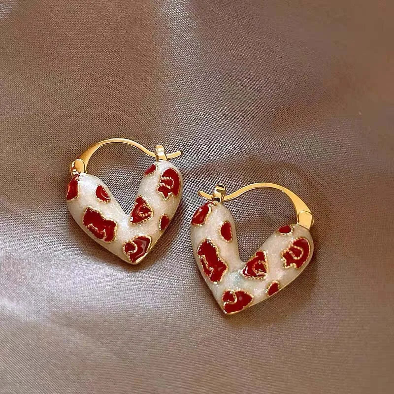 the SWEETHEARTS - Trendy Red Dripping Oil Heart Hoop Earrings for Women/Girls, Elegant Love Dangle Earrings Jewelry Gift