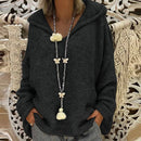 the ASPEN - Women's Winter/Autumn Solid Color Long Sleeve Braided Hooded Oversized Knitted Boho Pullover Sweaters