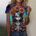 Women's T-shirt for Girls Summer Short Sleeve Casual Fashion  Sexy Girls Clothes Horror Undead Skull Pattern oversized T-shirts