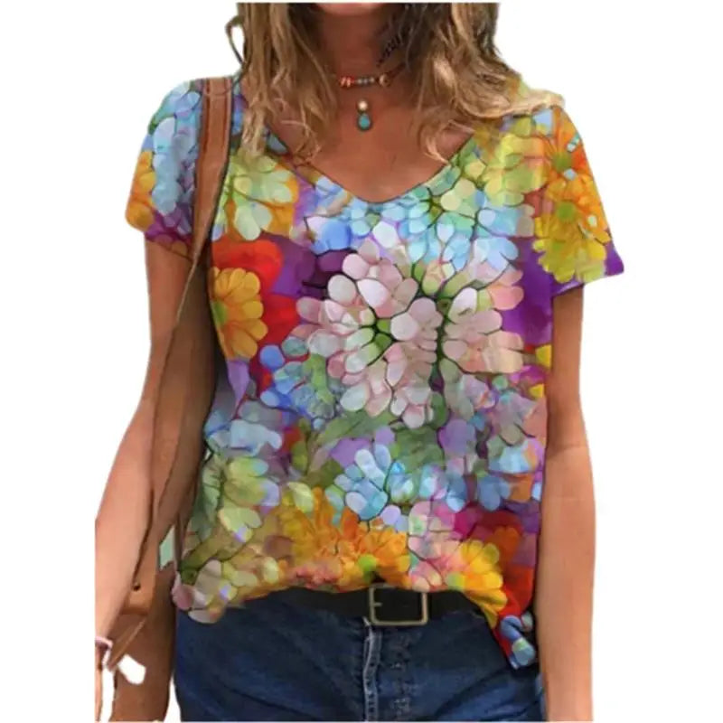 Oversized Summer Women Tops Fashion Short Sleeve 3d Flower Print Beauty T Shirt Streetwear Loose Harajuku Casual Female Clothing