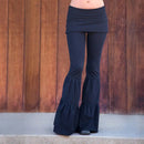 the BELL BOTTOM - Women's Gypsy Boho Yoga Long Skinny Leggings Low Waist Pants Wide Leg Flared Dance Bottoms