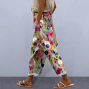 the ROLLED HEM BOHO - Women's Rolled Hem Casual Pants Floral Print Harem Pants Boho Lace-Up Stylish Casual Flowy Trousers