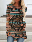 the MEXICA - Women's Vintage Native Fashion 3D Print Fashion Long Sleeve Long Tops