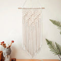 the WOVEN WALL - Macrame Wall Hanging Tapestry, Handmade Ethnic Chic Tapestry, Woven Wall Art Décor, Beige Tassel Cotton Crochet Decoration