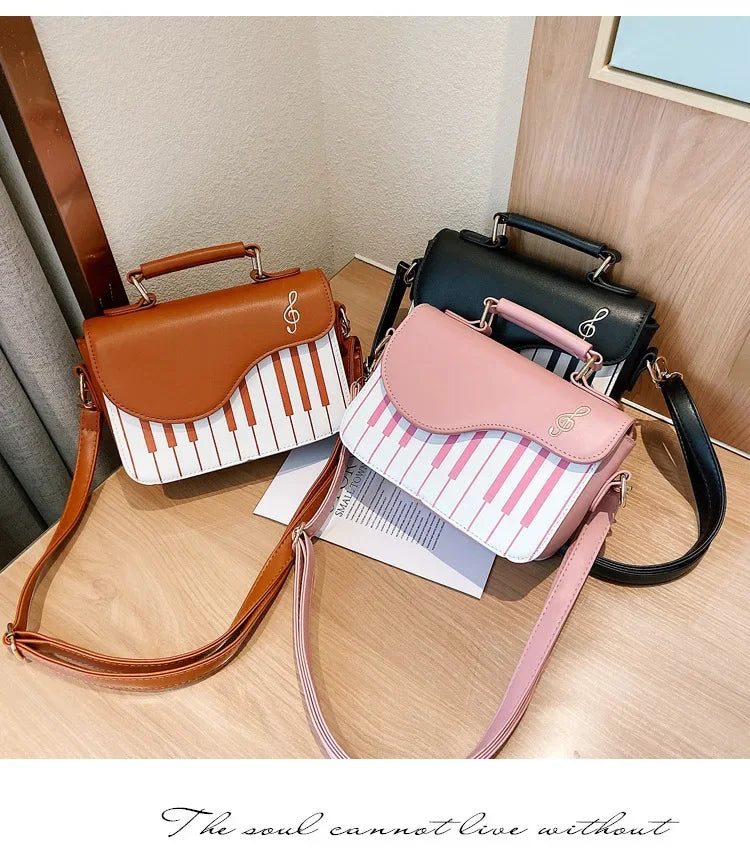 the KEYBOARD - Piano Design Women Shoulder Bags, PU Leather Messenger Bag, Handbag Fashion Crossbody Bag/Pocket Coin Purse