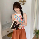 the KNITTED TANK - Women Short Crocheted Tassels Summer Bohemian Hollow Knitted Vest Crop Top Floral Sleeveless Cami O-Neck Beach Top