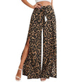 Fashion Printed Wide Leg Pants Women Culottes Front Split Bloomers Palazzo Pants Beach Style Cover Ups Women Wide Leg Trousers