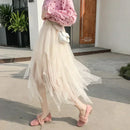 the TULLE TUTU - Fashion Summer Tutu Skirt Harajuku Tulle High Waist Midi Mesh Skirts