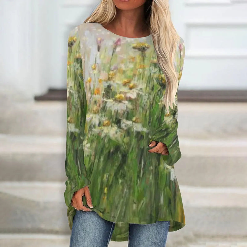 Floral T shirts Floral Painting 3d Print Long Sleeve T-shirt Women Fashion T-shirt Long Tshirt Women Tunics Tops y2K Clothing