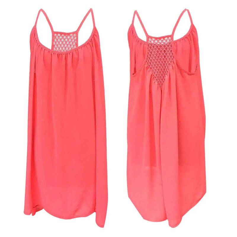 Loose Casual Summer Beach Dress Women Mini Sleeveless Spaghetti Strap Dresses Hollow Out Girl Clothing Bodycon Vestidos Female