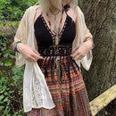 the GRUNGE BOHO - Women's Summer Elastic Waist Boho A-Line Flowy Long Maxi Skirt with Pockets