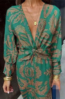 the ELEGANT BOHO - Sexy V-Neck Casual Comfortable Medium Length Dress for Women