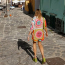 the CITRINE - Women Summer Shorts Outfits Daily Beach Sun Print Short Sleeve Button Shirts Tops Elastic Waist Shorts 2 Piece Lounge Sets