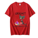 the CROCHET CAT - Crochet Because Murder Is Wrong Attitude Cat Women Summer Casual Short Sleeve T-Shirts