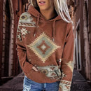 the SANTA FE - Women's Vintage Geometric Casual Long Sleeve Hoodie/Sweatshirt/Pullovers