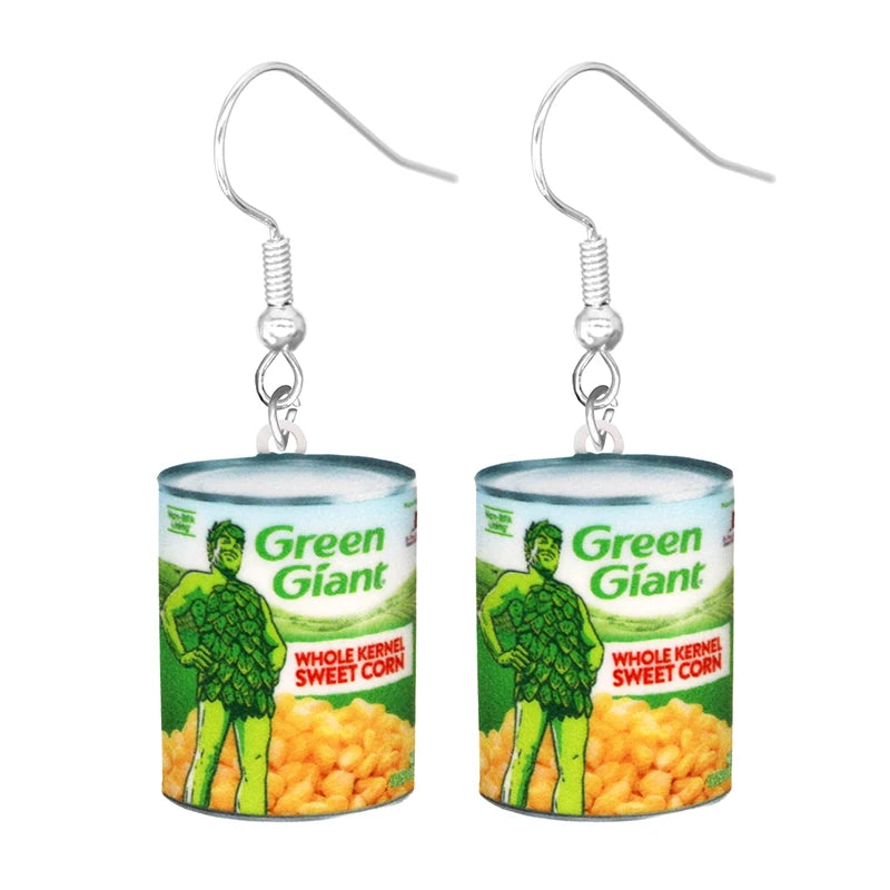 the PANTRY - Canned Bottle Snack Design Dangle Earrings, Cute Acrylic Jewelry Creative Food Ornaments