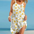 the SUNFLOWER - Summer Sunflower Beach Dress 3D Print Vacation Party Sundress Casual Sleeveless Beachwear Dress