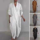 the WRAP BOHO - Spring/Fall Maxi Robe Baggy Cross V Neck Large Pocket Retro A-Line Bohemian Maxi Dress