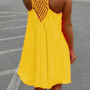 the NEON BOHO - Summer Beach Loose Casual Sleeveless Spaghetti Strap Hollow Out Mini Dress