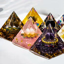 the GENERATOR - Natural Crystal Energy Generator Pyramid, Peridot Amethyst Reiki Healing Chakra Resin Pyramid, Egyptian Decor Room Decoration 1pc