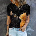 Summer Sports Breathable Cat Print T-shirt Casual Comfortable Loose O-neck T-shirt High Quality Elegant Fashion Women's T-shirt