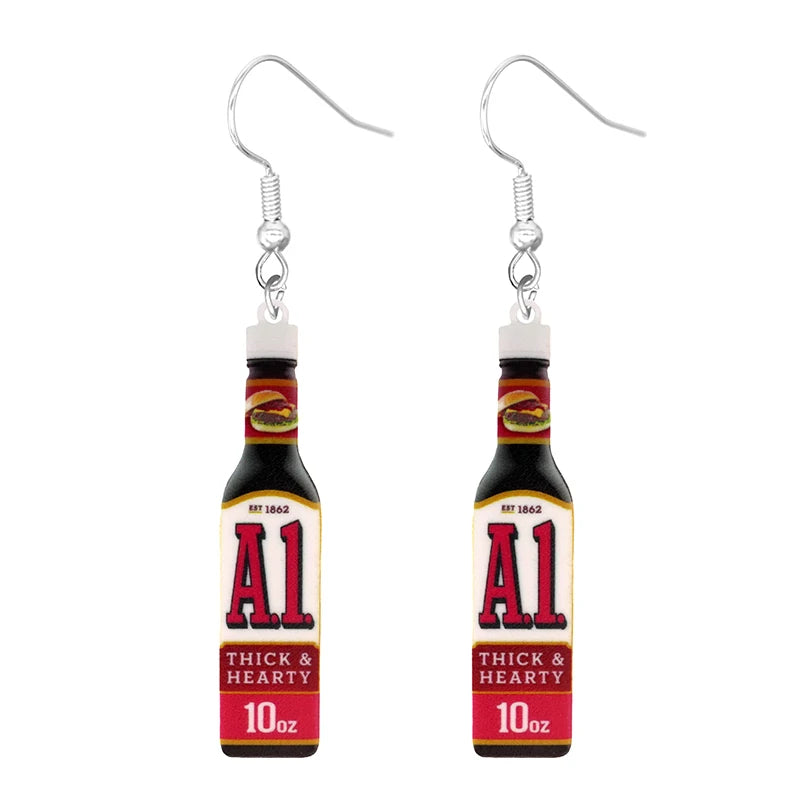 the PANTRY - Canned Bottle Snack Design Dangle Earrings, Cute Acrylic Jewelry Creative Food Ornaments