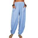 the BOHO JOGGER - Casual Women Harem Pants Cotton Linen Loose Wide Leg Long Pants