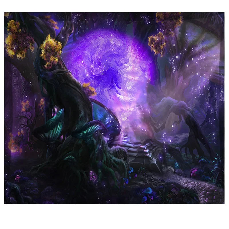 the FOREST LIFE - Tree Wall Hanging Tapestry, Fantasy Magical Tapestry Decorative Wall Decor