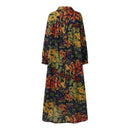 the BOHO KIMONO - Floral Printed Long Sleeve Cotton Maxi Dress Long Loose Casual Lapel Neck Shirtdress