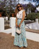 the SUNDAY STROLL - Boho Fashion Long Floral Summer/Autumn Loose Casual Elastic Waist Big Hem Long Skirts