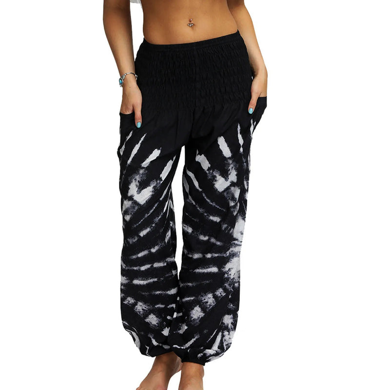 Women'S Pants Women'S Sweatpants Hippie Bohemian Palazzo Yoga Scrunched Bottom Women'S Tie Dye Harem Pants Vetement Femme