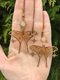 the BUG LIFE - Fashion Moon Star Elegant Moth Insect Creative Bohemian Silver Color Copper Dangle Earrings for Women