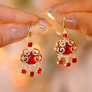 the CHINESE NEW YEAR - Chinese Style Red Life Luck Festive Metal Tassel Earrings for Women, Fashion Design Eardrop Party Jewelry Gift Accessories